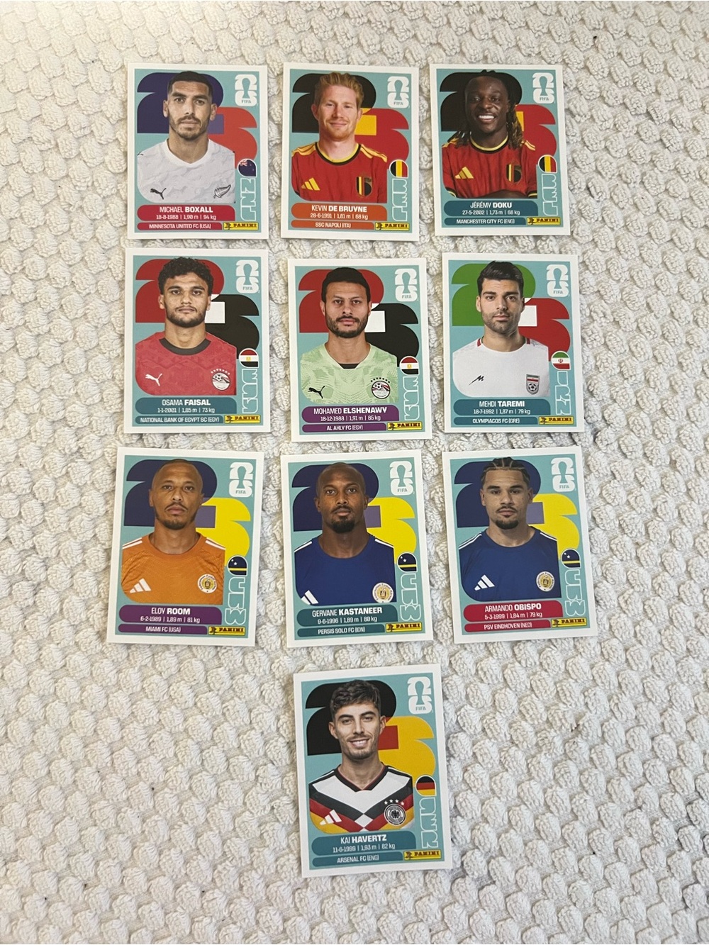 Lot of 10 Panini FIFA World Cup Player  Sticker